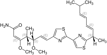 Strukturformel von Myxothiazol