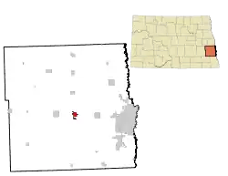 Lage von Casselton im Cass County (links) und in North Dakota (rechts)