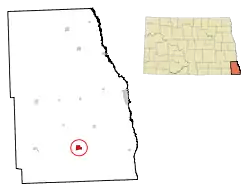 Lage von Hankinson im Richland County (links) und in North Dakota (rechts)
