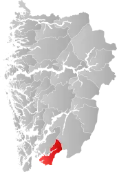 Lage der Kommune in der Provinz Vestland