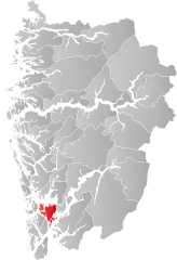 Lage der Kommune in der Provinz Vestland