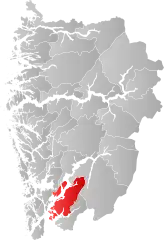 Lage der Kommune in der Provinz Vestland