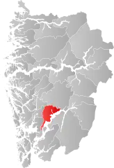 Lage der Kommune in der Provinz Vestland