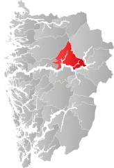 Lage der Kommune in der Provinz Vestland