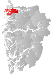 Lage der Kommune in der Provinz Vestland
