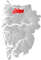 Lage der Kommune in der Provinz Vestland