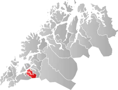 Lage der Kommune in der Provinz Troms