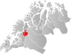 Lage der Kommune in der Provinz Troms
