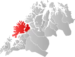 Lage der Kommune in der Provinz Troms