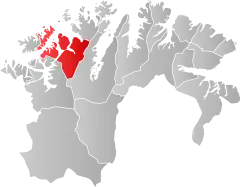 Lage der Kommune in der Provinz Finnmark