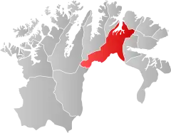 Lage der Kommune in der Provinz Finnmark