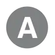 Rundes Liniensymbol mit dem weißen Großbuchstaben A in grau gefülltem Kreis vor neutralem Hintergrund