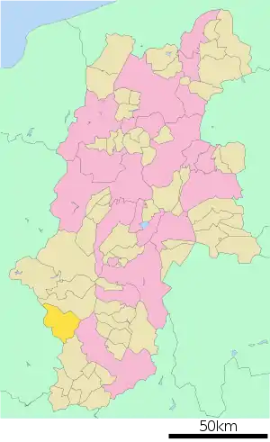 Lage Nagisos in der Präfektur