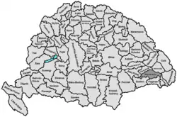 Lage des Komitats Nagy-Küküllő