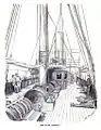 Diese Zeichnung, 1887 veröffentlicht, zeigt den Blick aufs Deck aus der umgekehrten Perspektive zu Stewarts Gemälde.