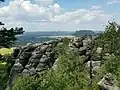 Aussicht über die Felsen der Nassen Schlucht zum Lilienstein