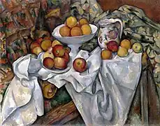 Farbperspektive im Innenraum: Paul Cezanne: Stillleben mit Äpfeln und Orangen, 1895–1900