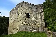Grasburg (Sensegraben, Schwarzenburg) – Hinterburg: Palas mit Burggraben von Nordosten