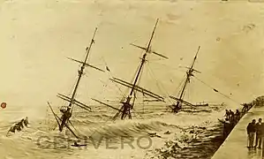 Bild des havarierten Schiffs