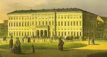 Neues Postgebäude am Augustusplatz (um 1840)