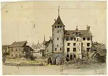 Abbruch des Neumarkttors im Juli 1827. Zeichnung von Heinrich Keller