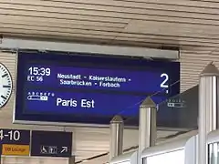 EC auf Zugzielanzeiger in&nbsp;Mannheim Hbf