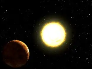 Copernicus A und der Planet Janssen (künstlerische Darstellung).