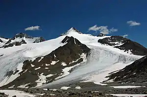 Niederjochferner von Nordwesten, in Bildmitte der Similaun (2005)