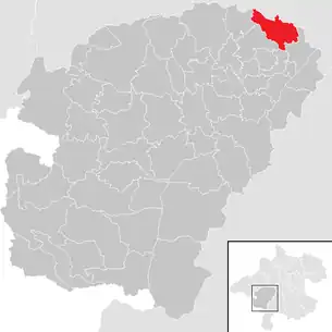 Lage der Gemeinde Niederthalheim im Bezirk Vöcklabruck (anklickbare Karte)