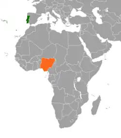Lage von Portugal und Nigeria