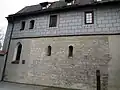 Freigelegte Bruchsteinseitenwand