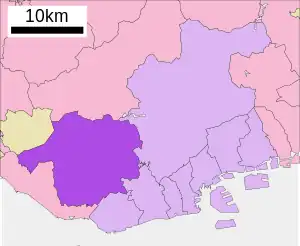 Lage Nishi-kus in der Stadt Kōbe