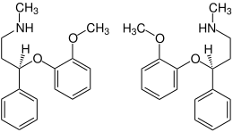 Strukturformeln beider Stereoisomerer von Nisoxetin