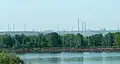Blick auf die Industrie von Nischnekamsk von Jelabuga aus