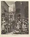 The Four Times of the Day (Die Tageszeiten) – 2. Noon (Mittag), Stahlstich des 19. Jahrhunderts nach dem Original von 1738