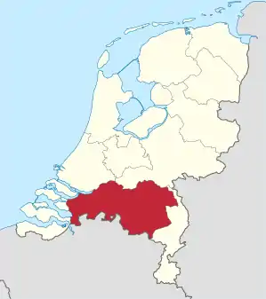 Karte: Provinz Nordbrabant in den Niederlanden