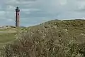 Ansicht des Leuchtturms aus etwa einem Kilometer Entfernung in westlicher Richtung