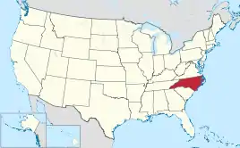 Karte der USA, North Carolina hervorgehoben