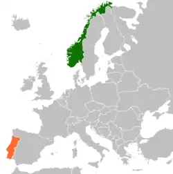 Lage von Norwegen und Portugal