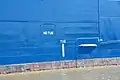 Bordwand mit „TUG“/„NO TUG“-Markierungen für die Schlepper