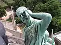 Detail der Statue des Apostel Thomas, mit den Gesichtszügen von Eugène Viollet-le-Duc.