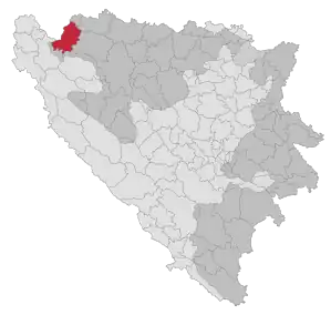 Lage der Gemeinde Novi Grad (Bosnien und Herzegowina) in Bosnien und Herzegowina (anklickbare Karte)
