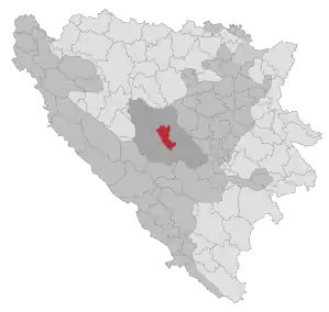 Lage der Gemeinde Novi Travnik in Bosnien und Herzegowina (anklickbare Karte)