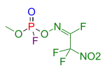 Eine Nervenkampfstoff aus der Nowitschok-Reihe (vereinfachte Strukturformel ohne Berücksichtigung der  Stereochemie am Phosphoratom)
