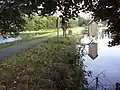 Blick über den Damm und das Striegelhaus oberer Fall