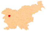 Karte von Slowenien, Position von Cerkno hervorgehoben