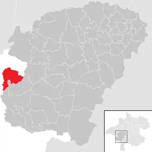 Lage der Gemeinde Oberhofen am Irrsee im Bezirk Vöcklabruck (anklickbare Karte)