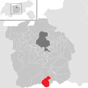 Lage der Gemeinde Obernberg am Brenner im Bezirk Innsbruck-Land (anklickbare Karte)