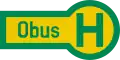 Historische deutsche Obus-Haltestellen­fahne
