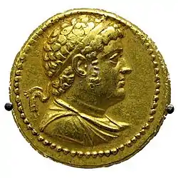 Goldoktadrachmon mit dem Bildnis von Ptolemaios&nbsp;IV.
